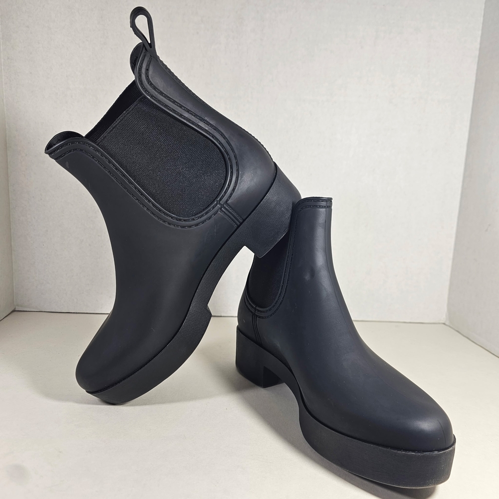 Jeffrey Campbell Black Chelsea Platform Rain Booties